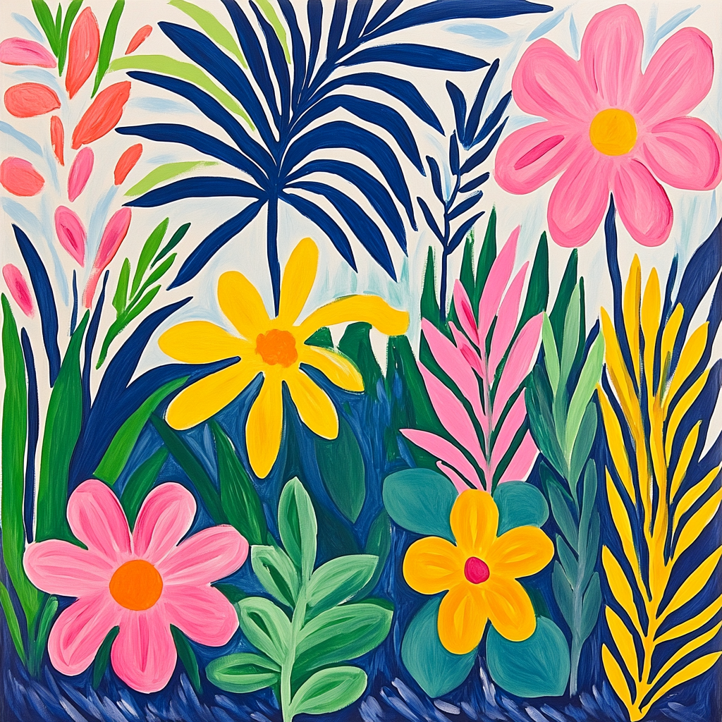 Matisse Inspired Colorful Garden paint by numbers