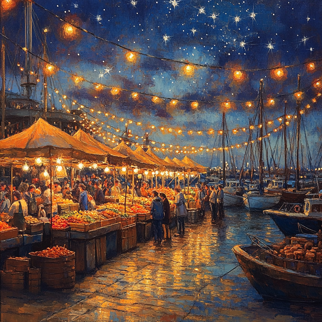 Vieux Port Night Market Marseille France Number painting