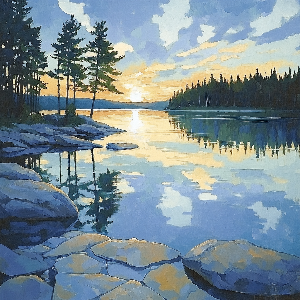 Franklin Carmichael Inspired Luminous Northern Lake At Dawn Paint by numbers kits