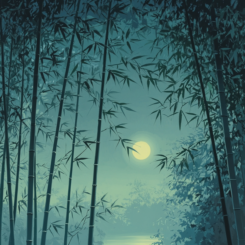 Hiroshige Inspired Moonlit Bamboo Grove DIY paint by numbers