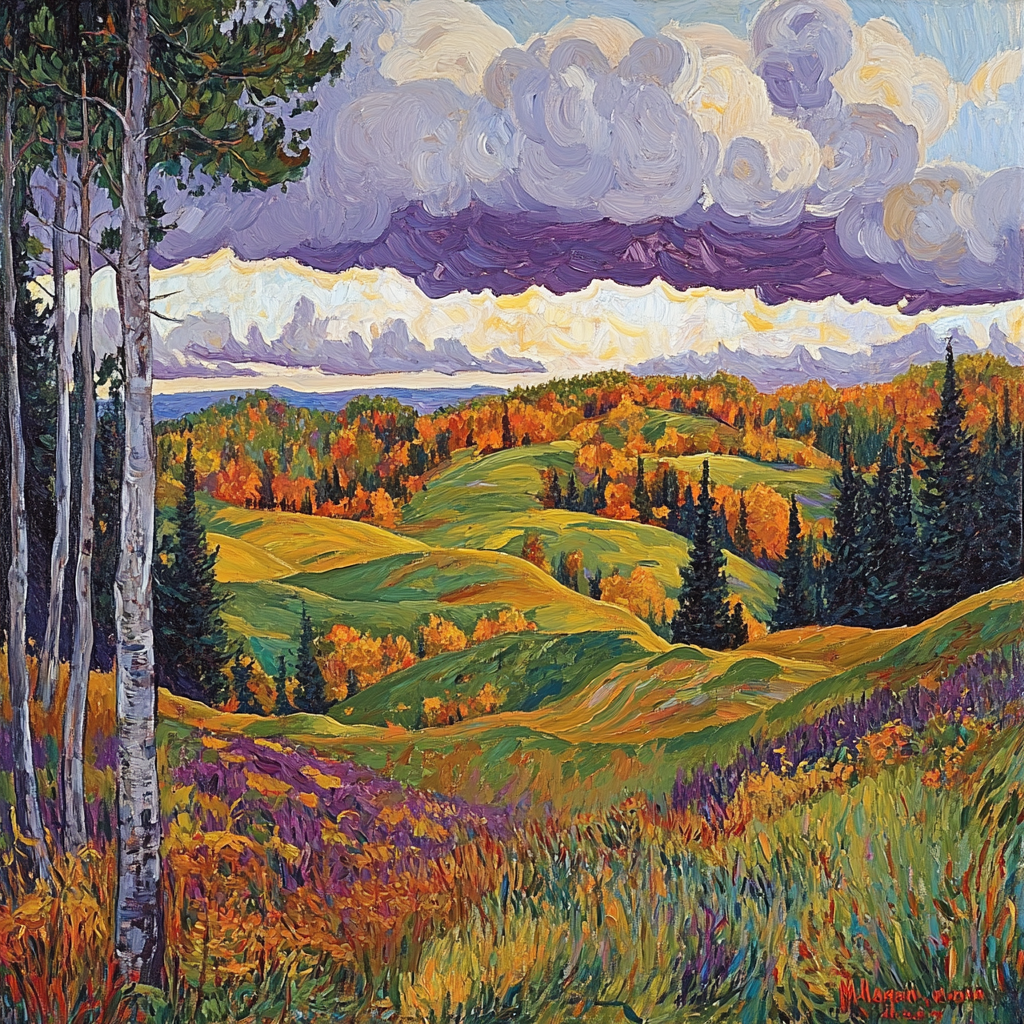J. E. H. MacDonald Inspired Majestic Algoma Autumn Hills paint by color