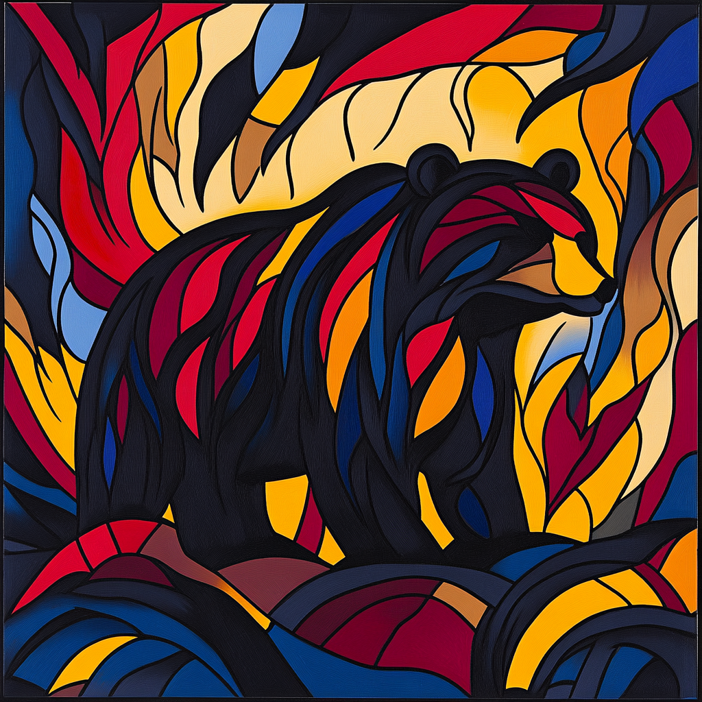 Norval Morrisseau Inspired Thunder Bear Of The Storm Numbered painting kits