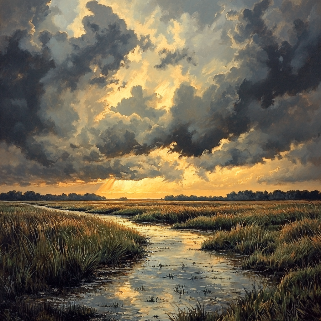 Rembrandt Inspired Storm Clouds Over Low Dutch Fields Painting by numbers kit