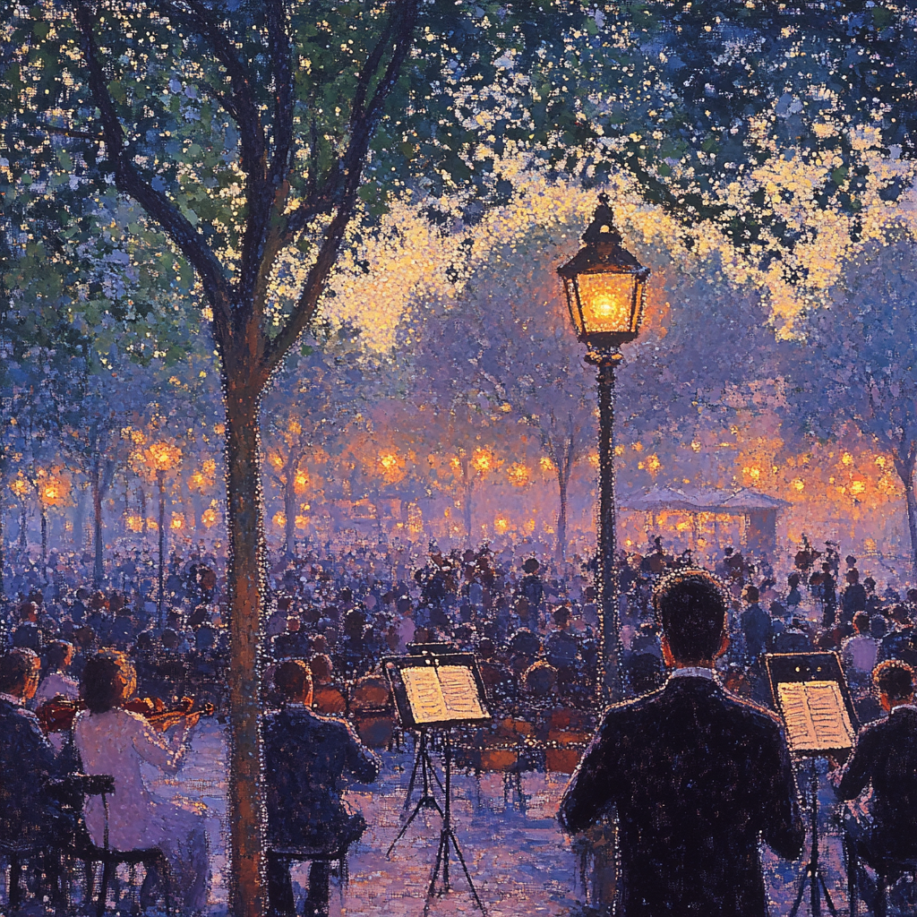 Seurat Inspired Evening Park Concert DIY paint by numbers