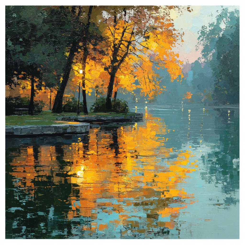 Monet Inspired Autumn Lakeside paint by number