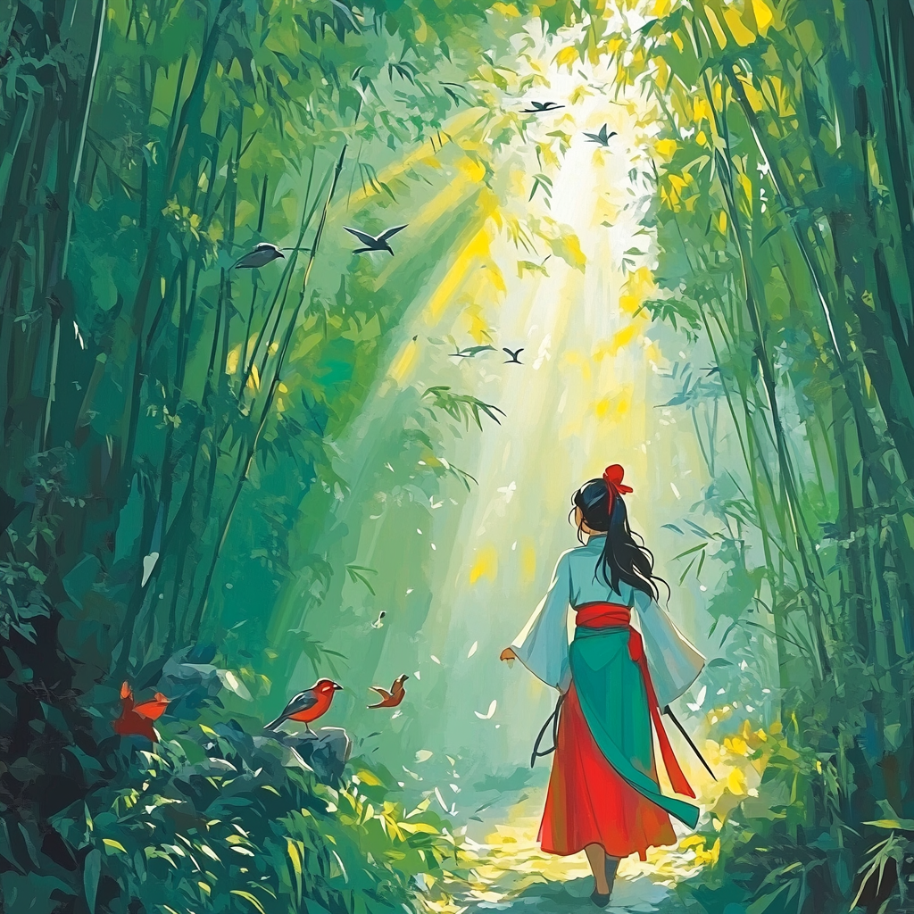 Mulan’s Bamboo Forest Journey Paint by numbers art
