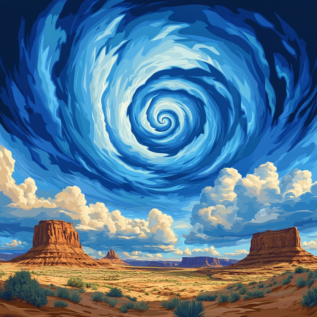 Georgia OKeeffe Inspired Spiral Cloud Over Mesa Number painting