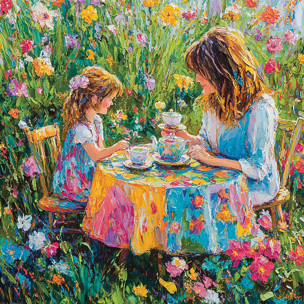 A Garden Tea Party Number Painting