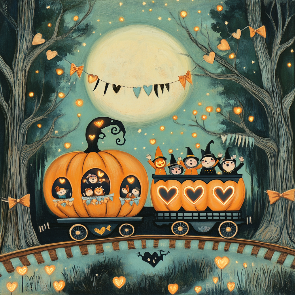 Trick Or Treat Train Through The Woods DIY paint by numbers