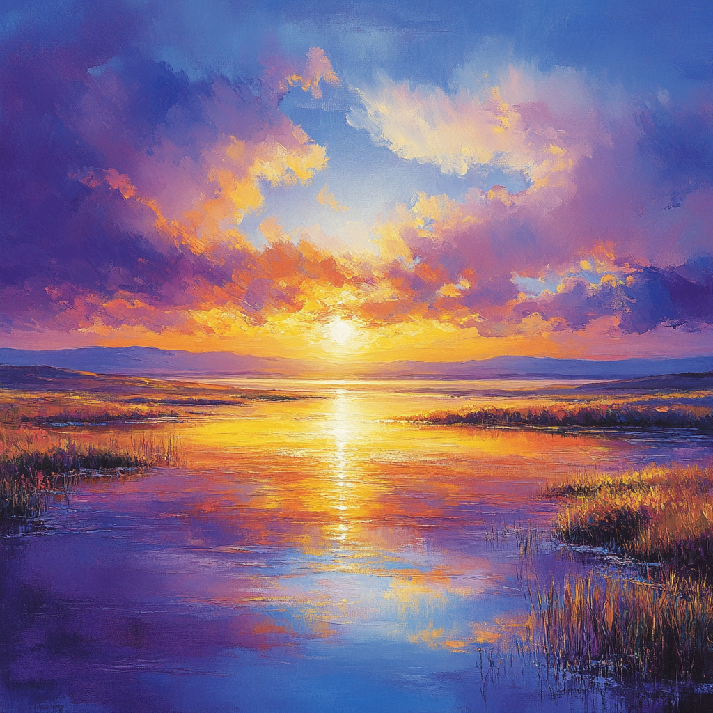 Claude Monet Inspired Sunset Over Lake Painting by numbers kit