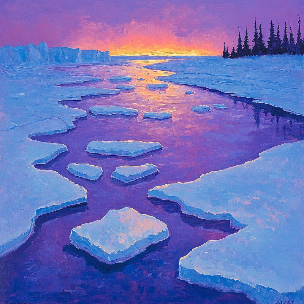 A.Y. Jackson Inspired Arctic Ice Symphony Number painting