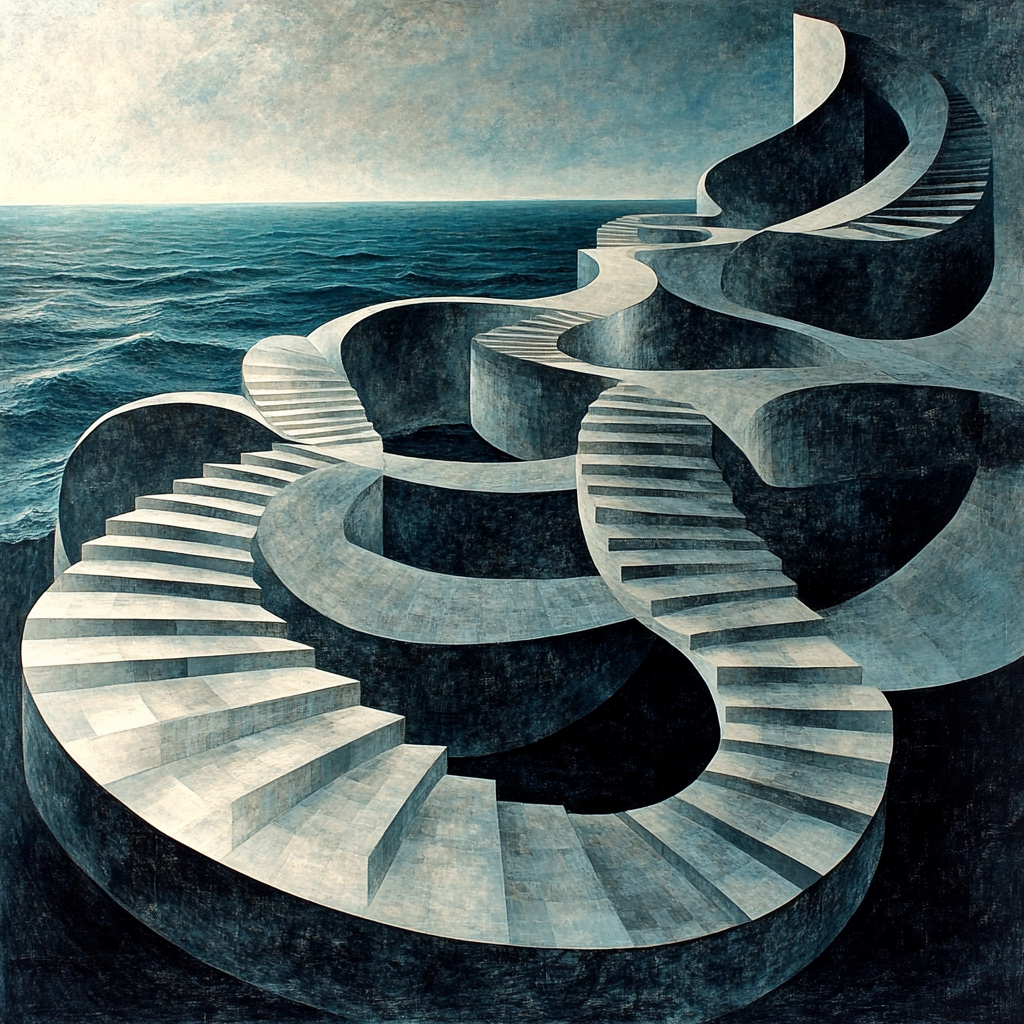 M.C. Escher Inspired Infinite Stairwell Of Tides paint by numbers