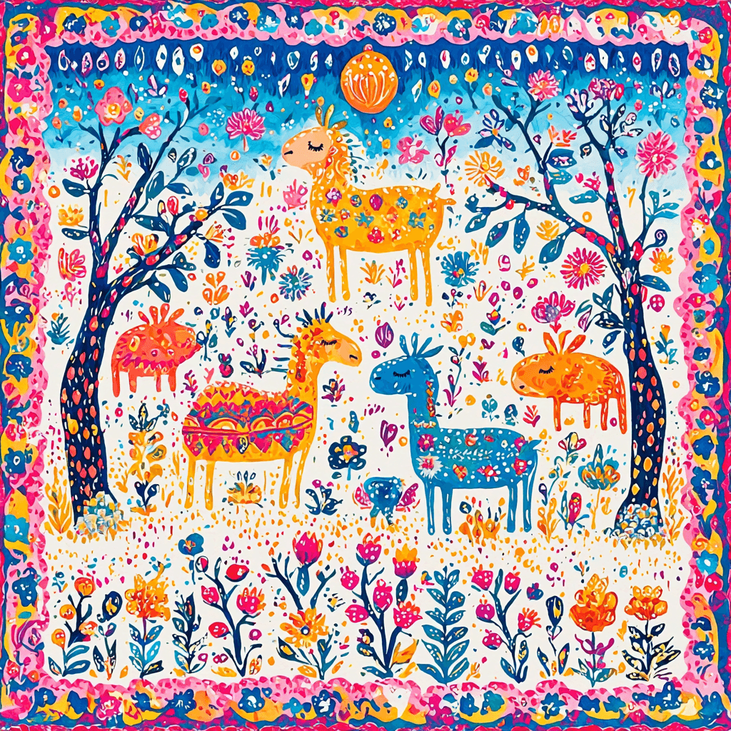 Folk Art Inspired Inspired Folk Art Celebration Painting By Numbers Kit