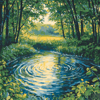 Claude Monet Inspired Bubbling Brook Paint By Color