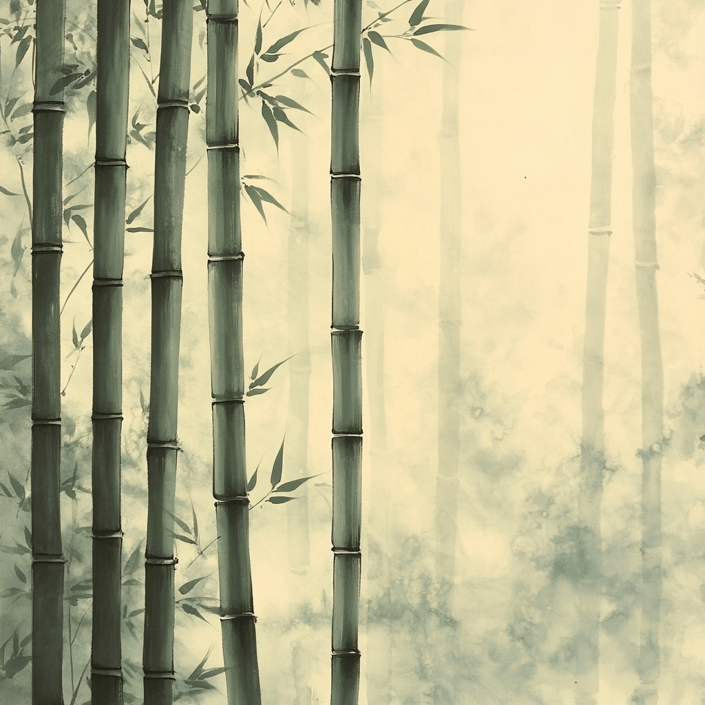 Zhao Mengfu Inspired Silent Bamboo Sonata paint by color