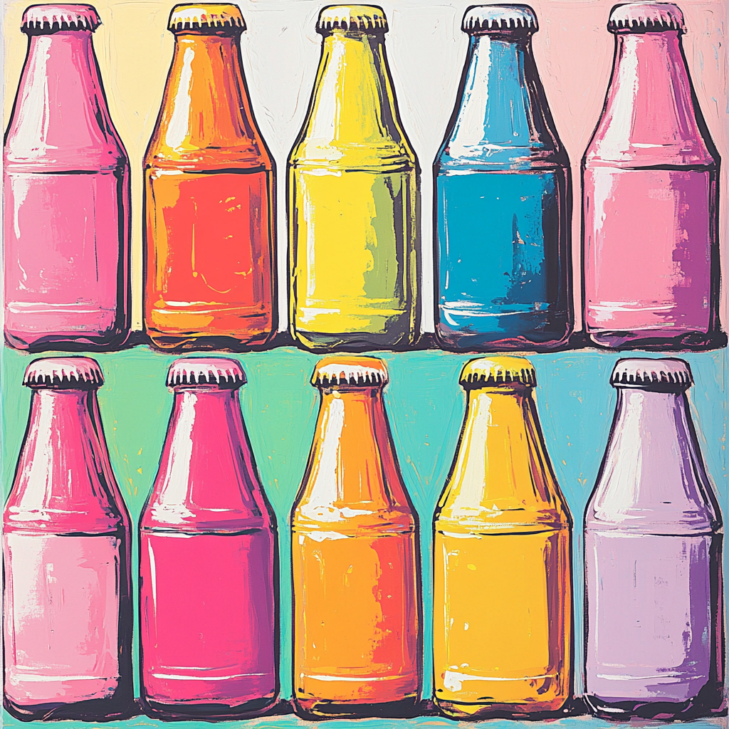 Andy Warhol Inspired Colorful Pop Bottles paint by color