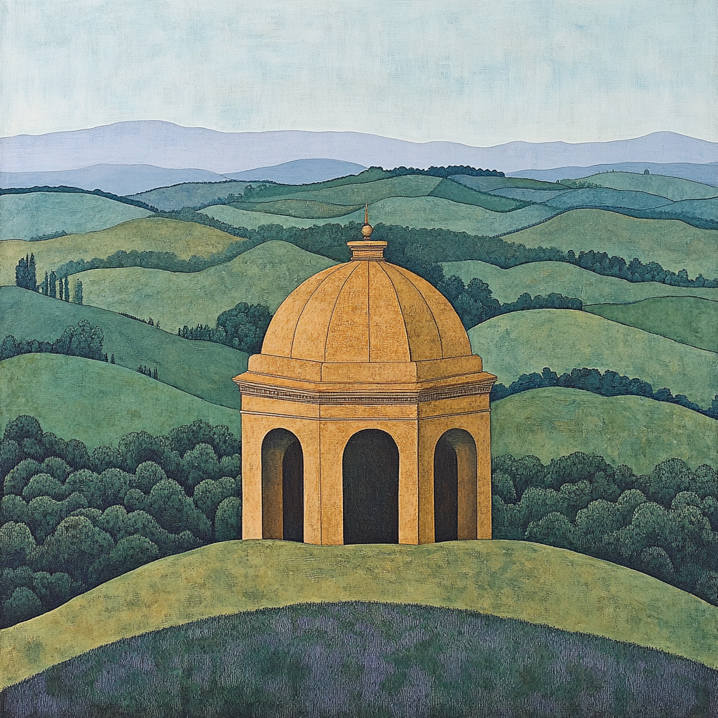 Raphael Inspired Classical Dome Among Renaissance Hills paint by color
