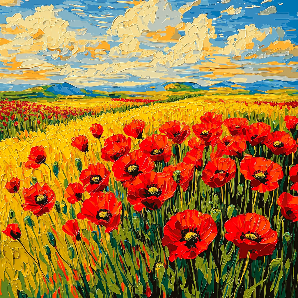 Vincent Van Gogh Inspired Poppy Field Wonder Paint By Numbers Art