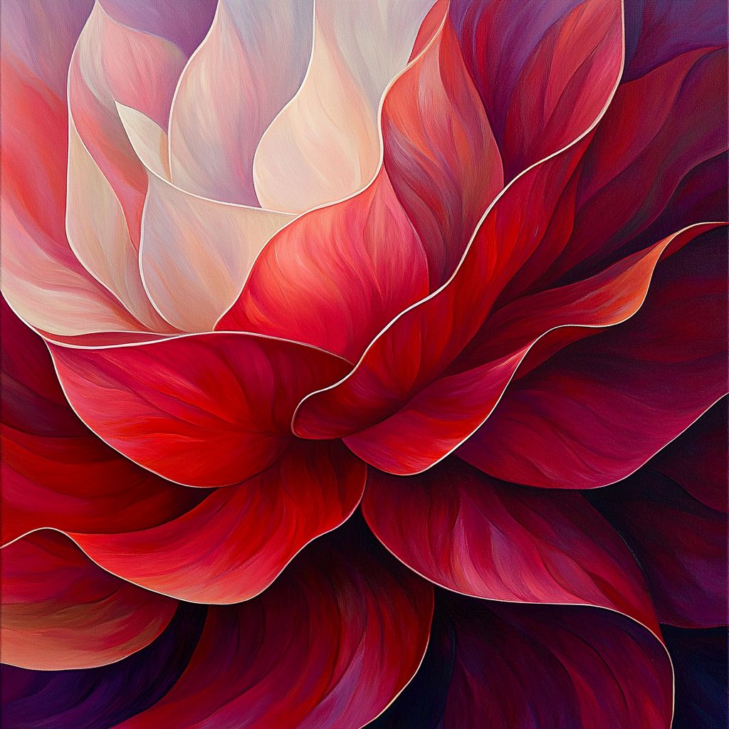 Georgia O’Keeffe Inspired Monumental Red Petal Study DIY paint by numbers