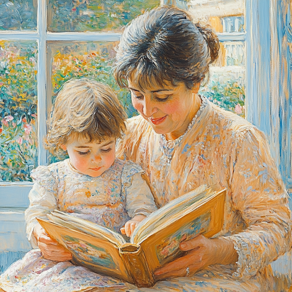 Mary Cassatt Inspired Mother And Child Reading DIY paint by numbers