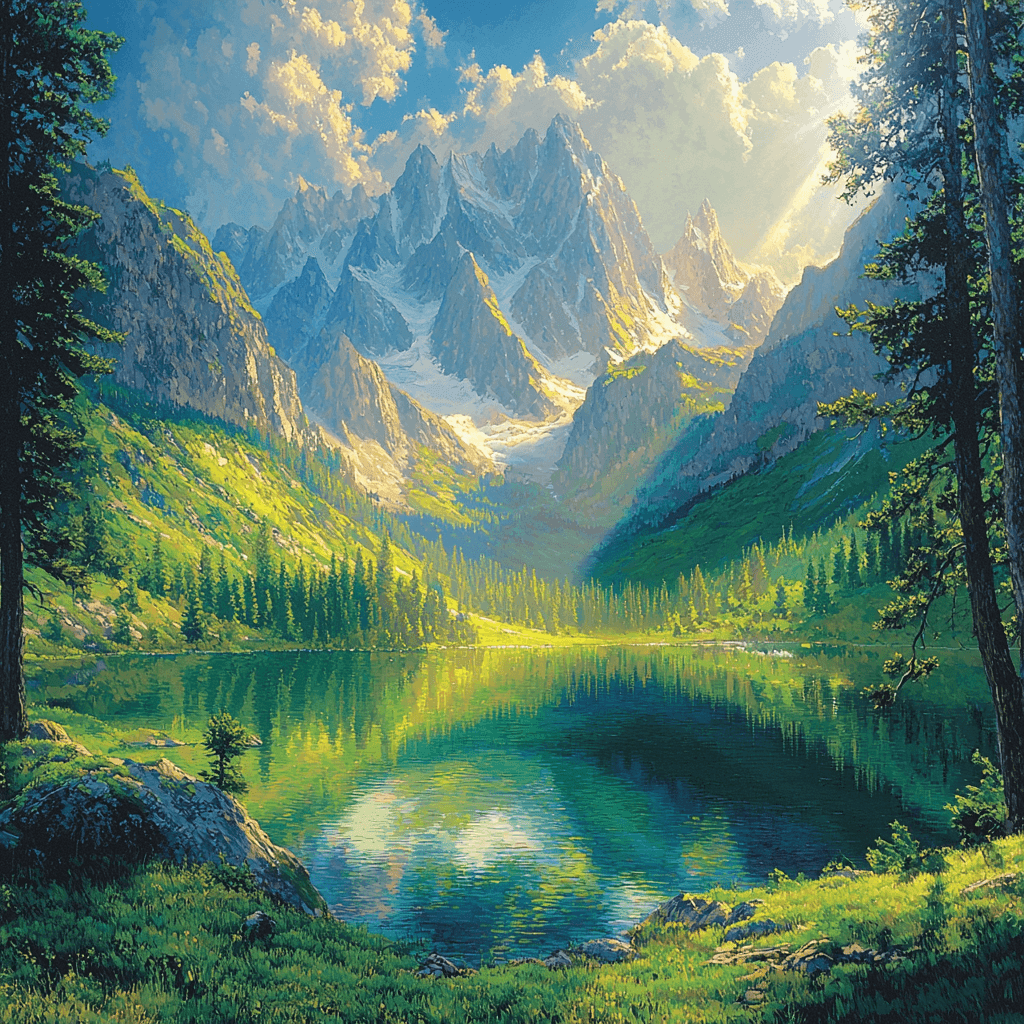 Albert Bierstadt Inspired Mystical Mountain Peaks Paint By Numbers Kits