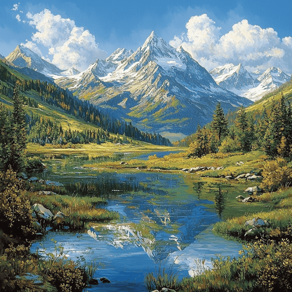 Albert Bierstadt Inspired Misty Mountain Peaks Paint By Color