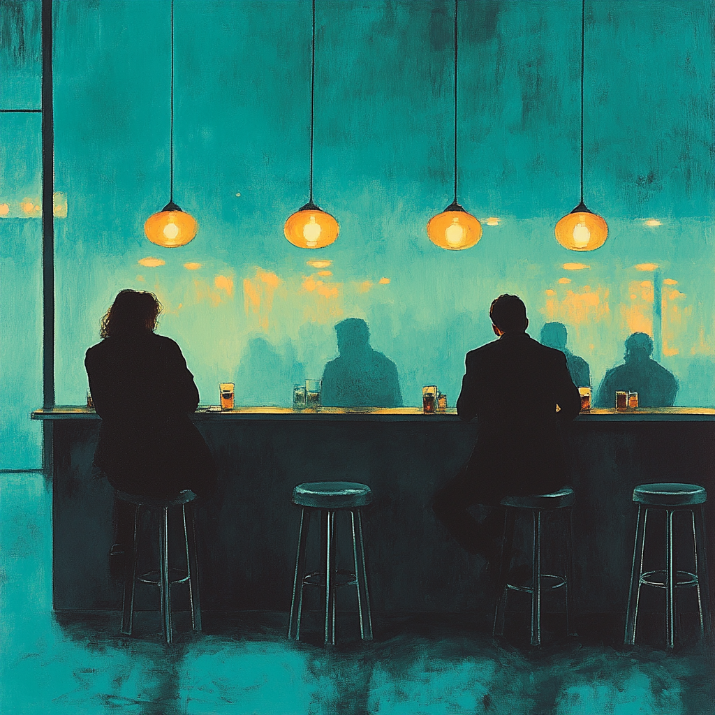 Edward Hopper Inspired Night Cafe paint by color