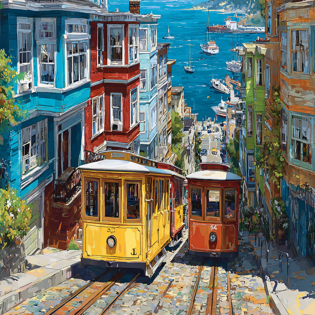 Valparaiso Hill Funiculars Chile Number painting