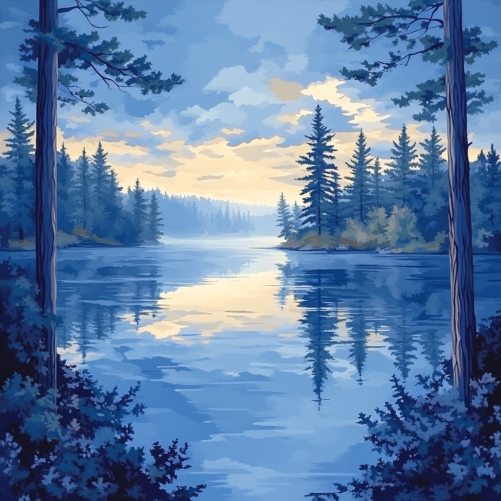 J. E. H. MacDonald Inspired Pine Lake Reflection Numbered painting kits