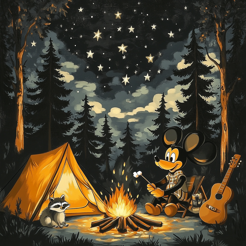 Goofy Camping Night Numbered painting kits