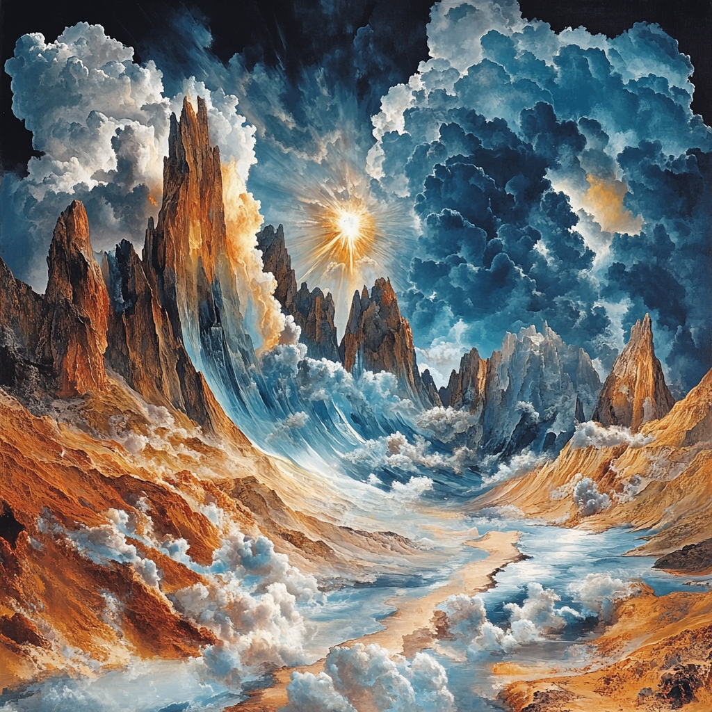 Salvador Dali Inspired Dreamlike Mountain Storm Numbered painting kits