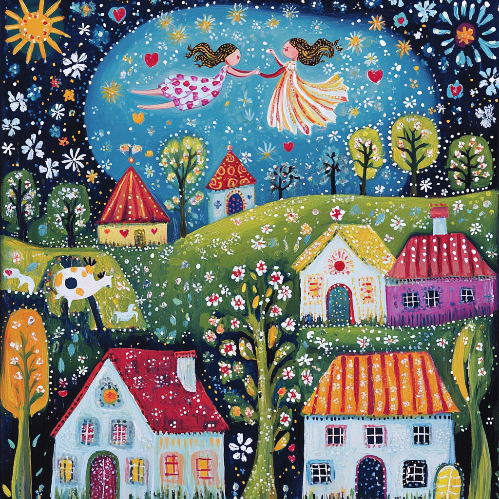 Marc Chagall Inspired Lovers Over Village Paint by numbers art