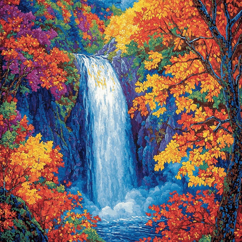 Katsushika Hokusai Inspired Hokusai's Autumn Cascade Numbered Painting Kits