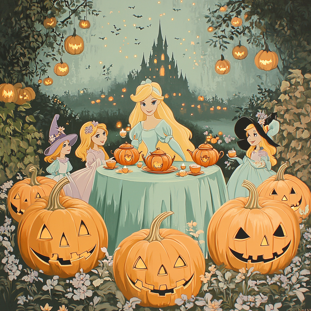 Sleeping Beauty Pumpkin Garden Tea DIY paint by numbers