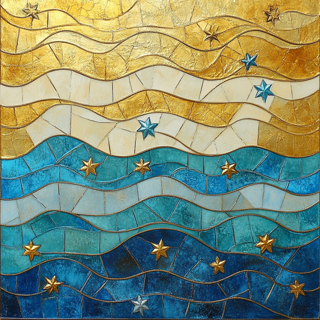 Gustav Klimt Inspired Ornamental River Of Stars Paint by numbers art