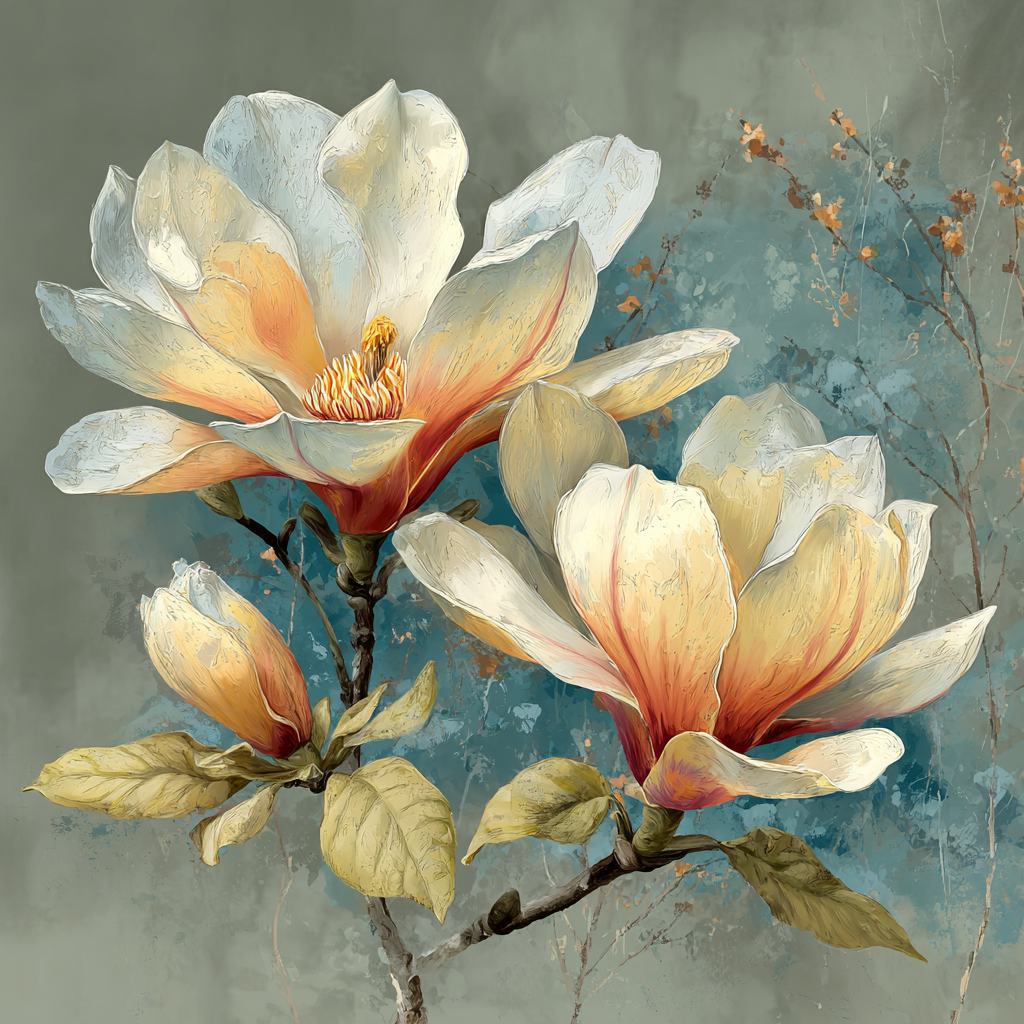 Leonardo Da Vinci Inspired Celestial Magnolia paint by numbers