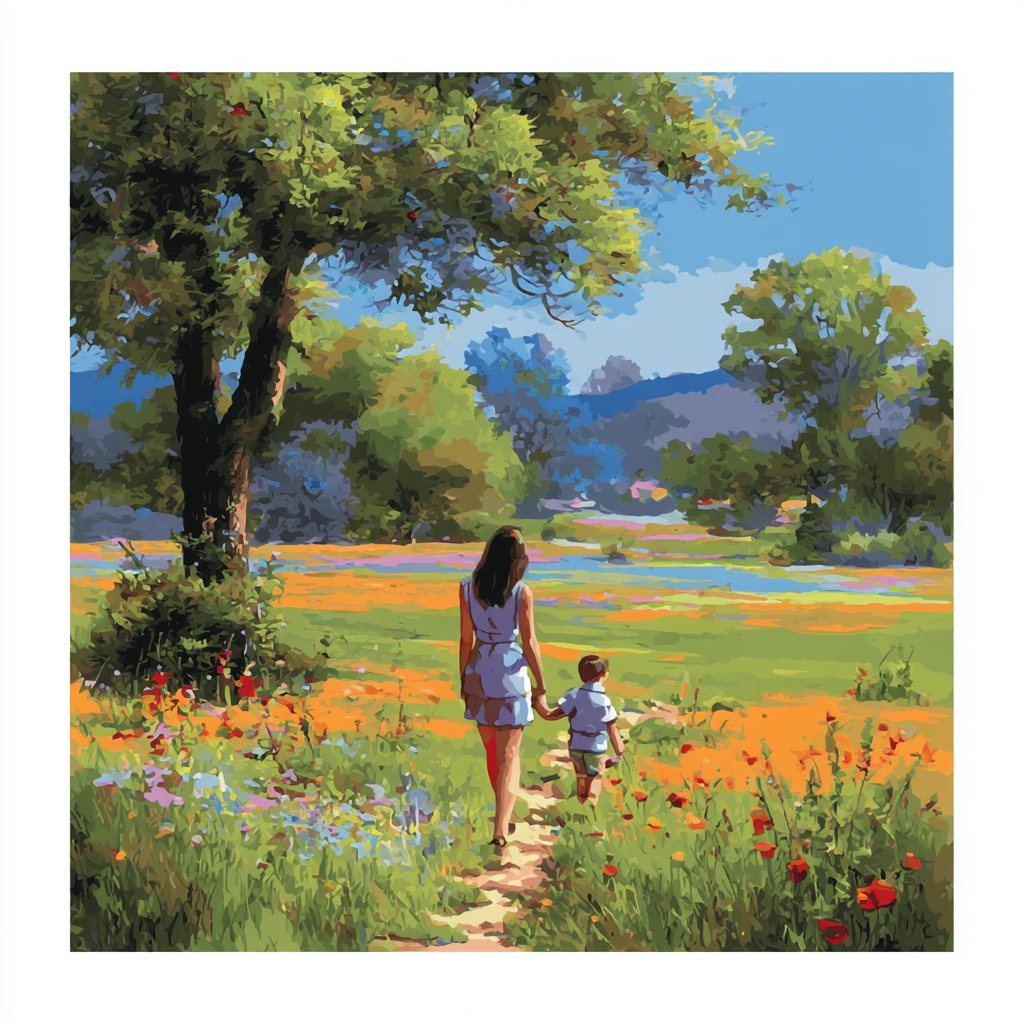 A Mother’s Touch Of Spring Number Painting