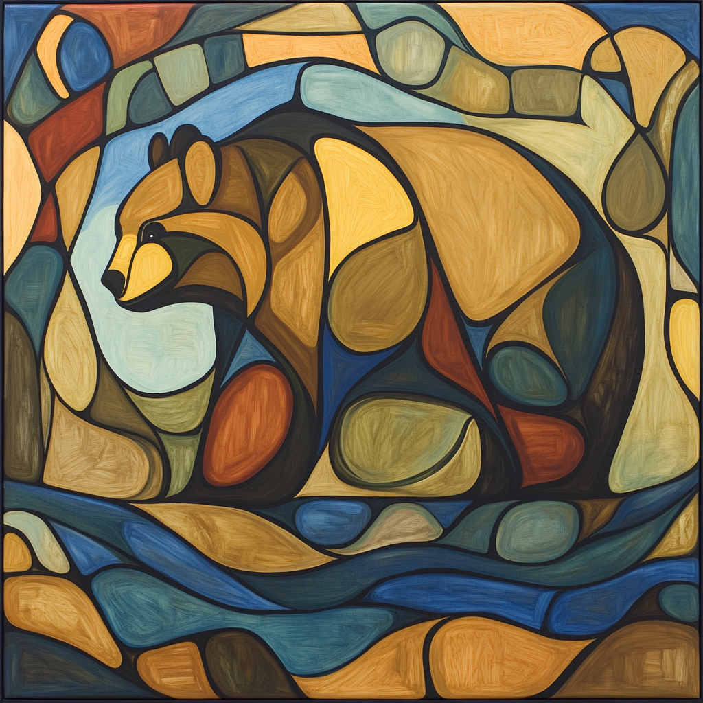 Norval Morrisseau Inspired Bear Of Earth And Water Harmony DIY paint by numbers