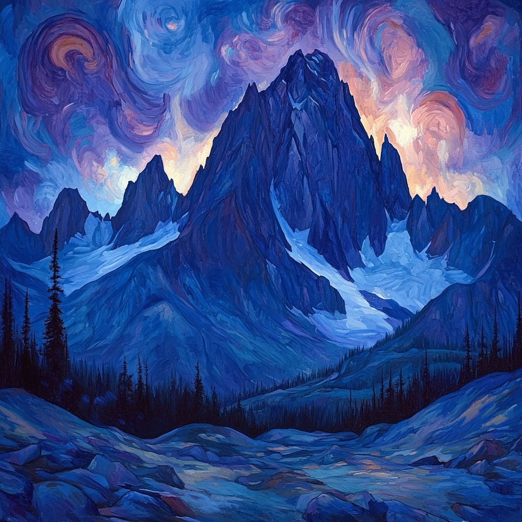 Frederick Varley Inspired Brooding Mountain Under Violet Sky DIY paint by numbers