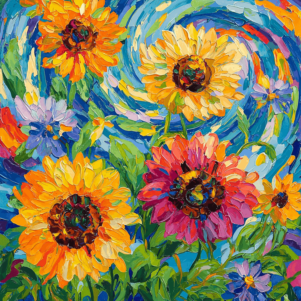 Van Gogh Inspired Lively Floral Composition Numbered Painting Kits