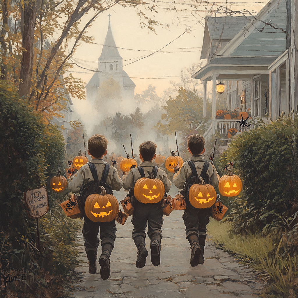 Lantern Brigade Of The Pumpkin Scouts painting number kit