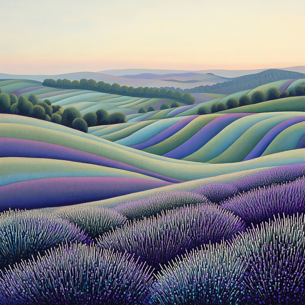 Georges Seurat Inspired Lavender Horizon DIY paint by numbers