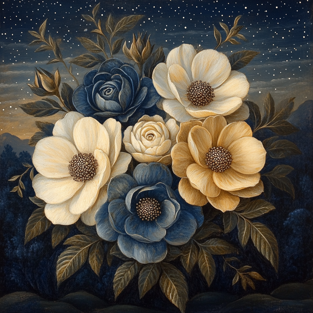 Leonardo Da Vinci Inspired Nebular Botanical Study Painting by numbers kit