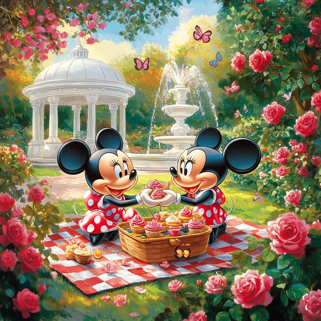 Mickey And Minnie Garden Picnic Number painting