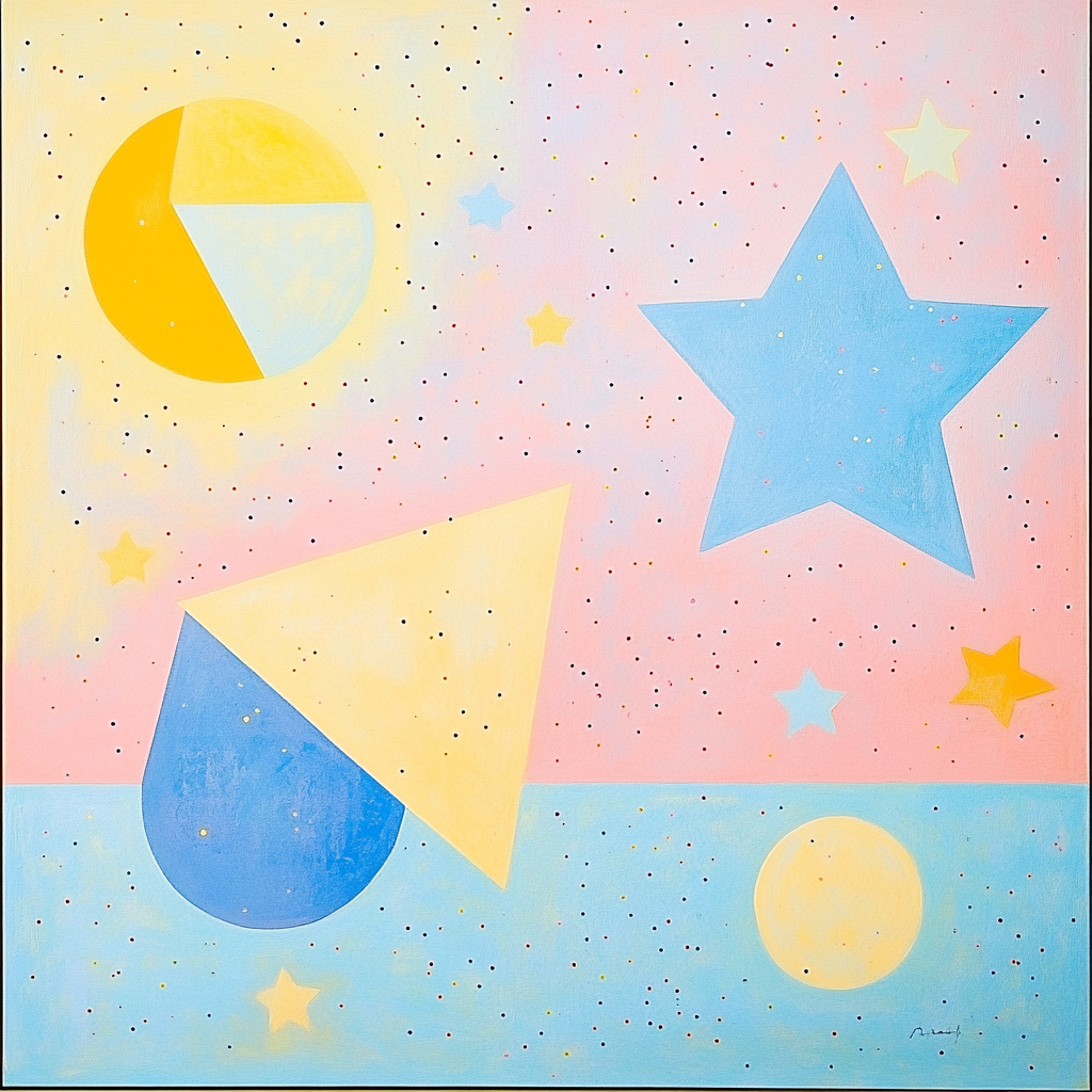 Miro Inspired Whimsical Circus Number painting