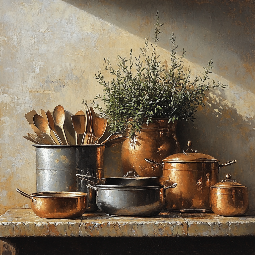 Diego Velazquez Inspired Copper Kitchen Implements Number painting