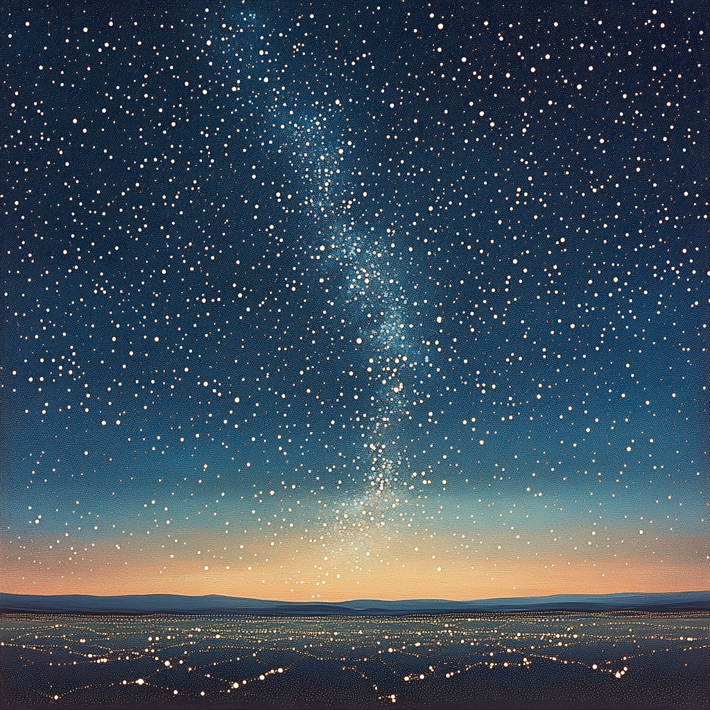 Georges Seurat Inspired Twilight Constellation paint by number