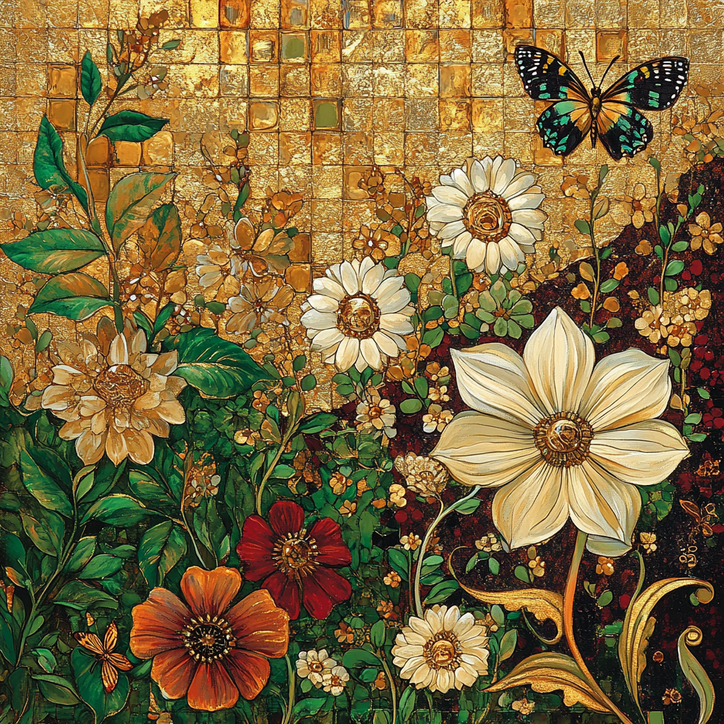 Gustav Klimt Inspired Golden Butterfly Garden DIY paint by numbers