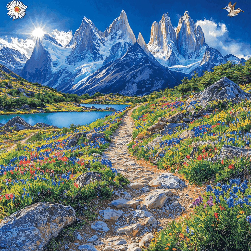 Hiking At Torres Del Paine DIY Paint By Numbers