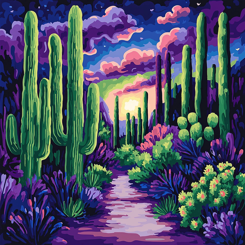 Frida Kahlo Inspired Twilight Serenade Of The Cactus Painting By Numbers Kit